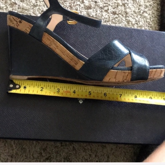 Prada Vitello Shine Denim Wedges Size 10/40 Italy - Picture 7 of 8
